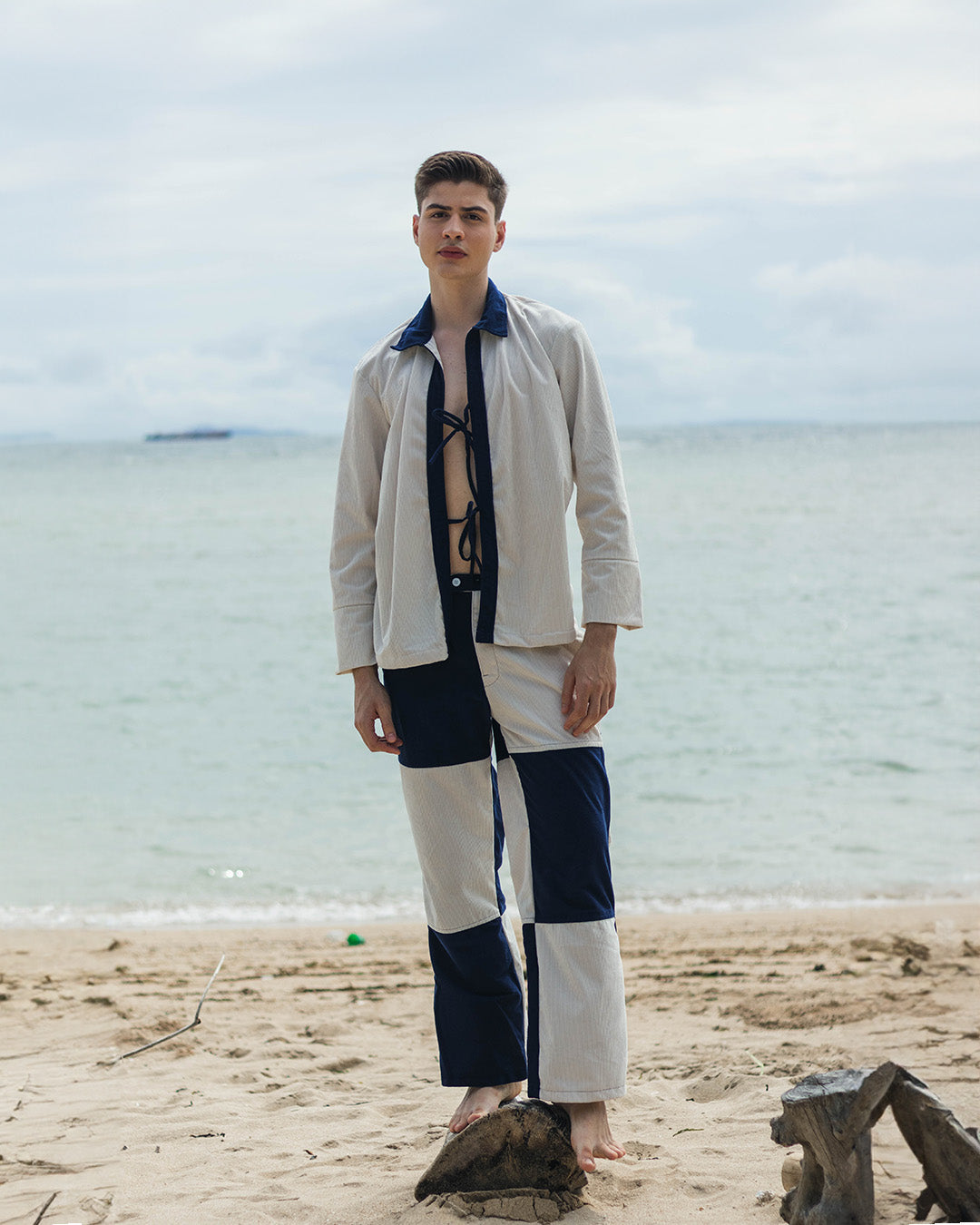 Navy Oat Knot Long Sleeves Set