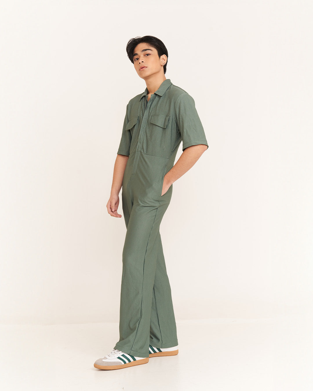 Aionios Hunter Green Zipped Jumpsuit