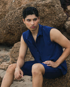 Antheia Denim Blue Collared Muscle Tee Set