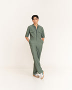 Aionios Hunter Green Zipped Jumpsuit
