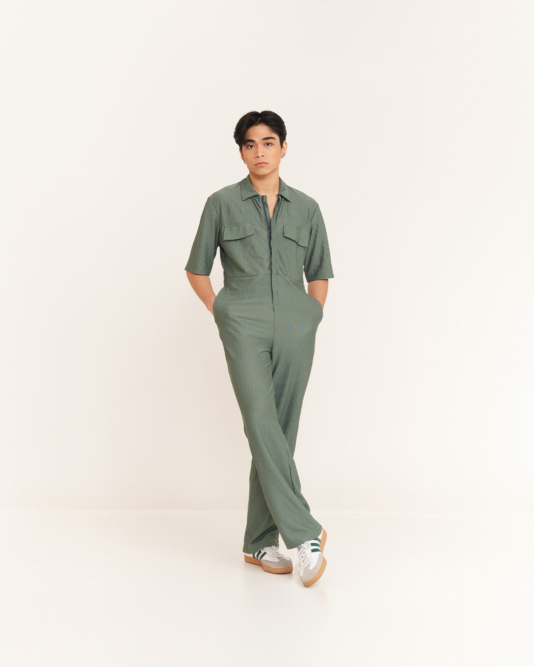 Aionios Hunter Green Zipped Jumpsuit