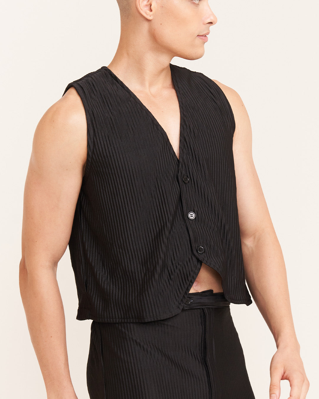 Eleutheria Jet Black Buttoned Vest