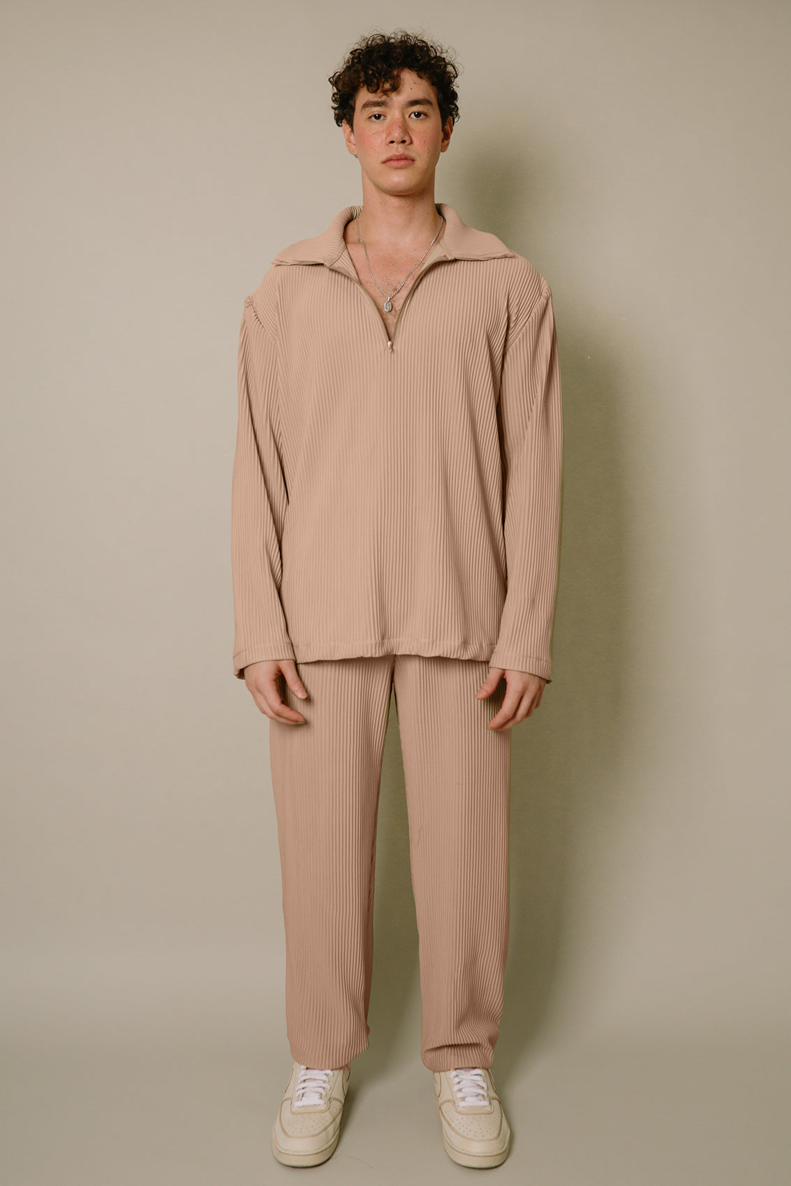 Nitidus Sand Pleated Quarter Zip