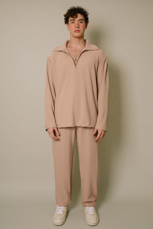 Nitidus Sand Pleated Quarter Zip