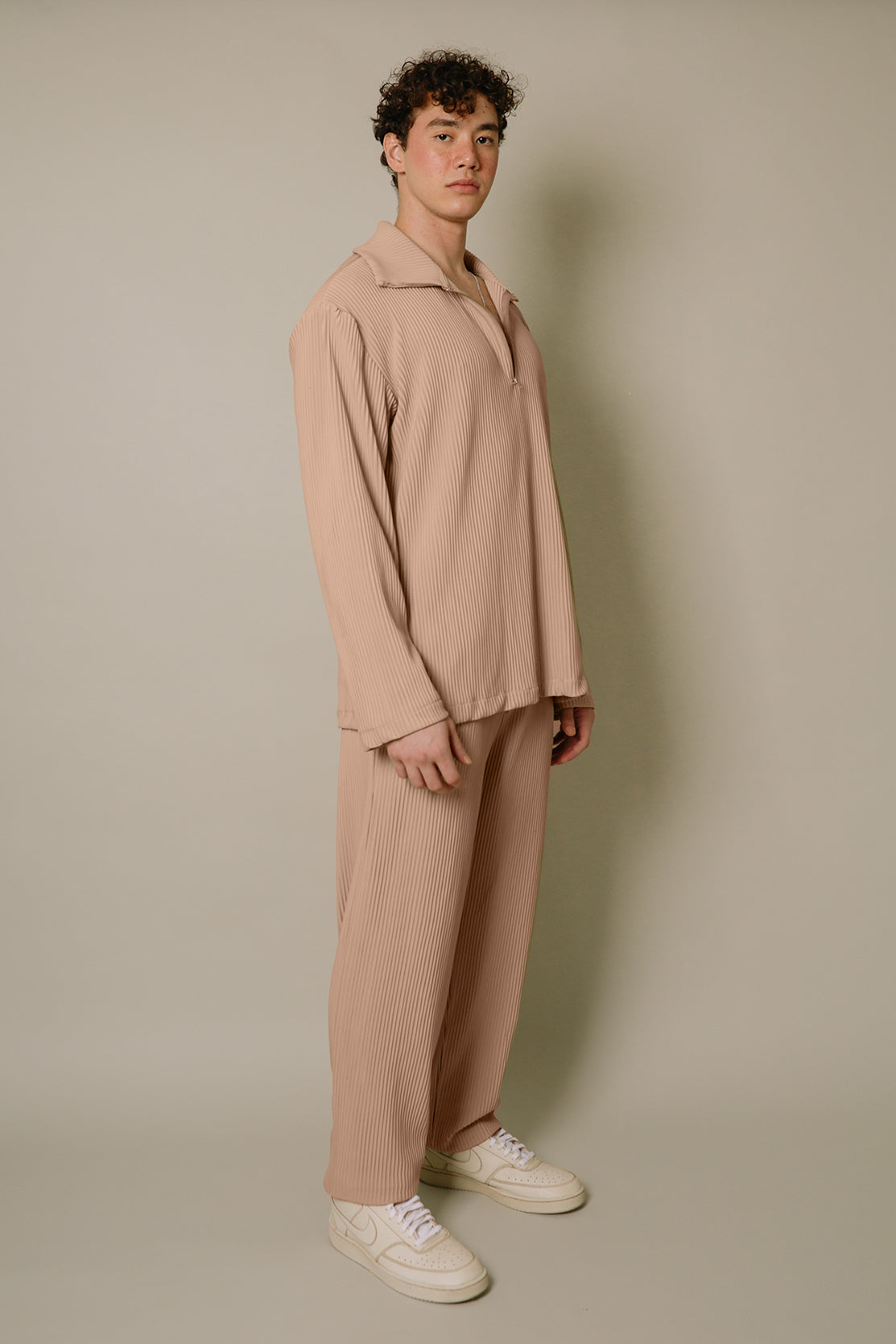 Nitidus Sand Pleated Quarter Zip