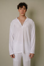 Nitidus Platinum White Pleated Quarter Zip